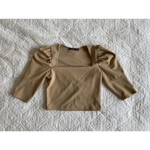 Square Neck Puff Sleeve Crop Top